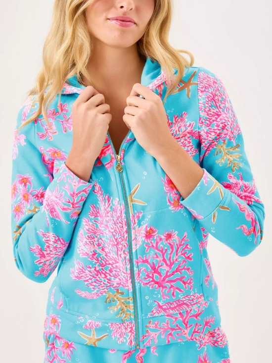 Lilly Pulitzer Tops - NWOT Lilly Pulitzer Sz XL Avida Zip-up Terry Hoodie Multi Royal Coral